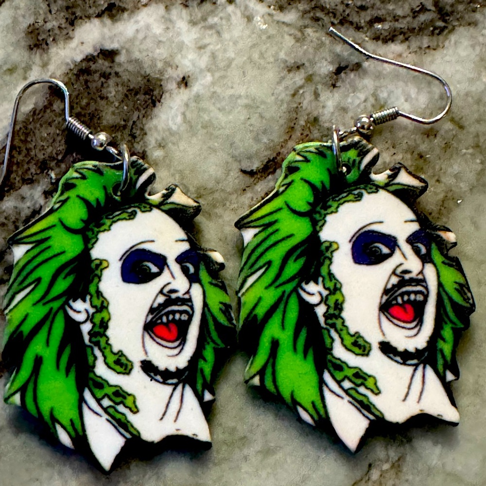 Beetlejuice double sided rare, custom-made movie earring Halloween scary party